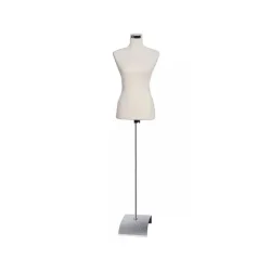 Maniquí de Torso femenino de mujer blanco con pedestal cuadrado para exhibición